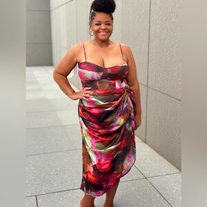 Plus Size Vibrant Multicolor Strapless 2 Piece Set